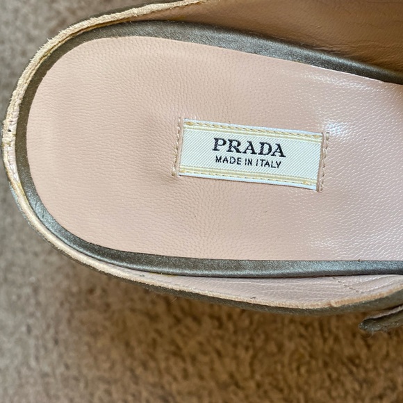 NEW NEVER WORN prada heels satin mule embroidered beaded gray black 8.5 classy - Picture 6 of 7